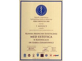 Perła Medycyny Estetycznej 2010 - certyfikat