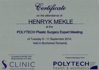 Dr n. med. Henryk Mekle - certyfikat Polytech